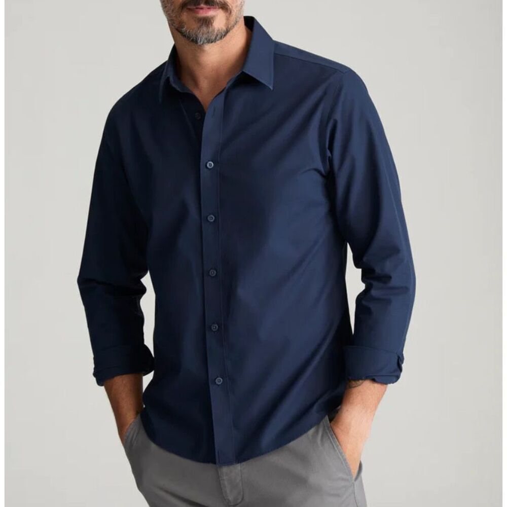 Untuckit Navy Blue Men’s Button-Down Shirt Size Extra Extra Large Slim Fit